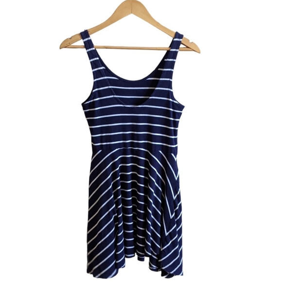 H&M DIVIDED Ladies' Navy Striped Mini Skater Dress - Picture 3 of 10
